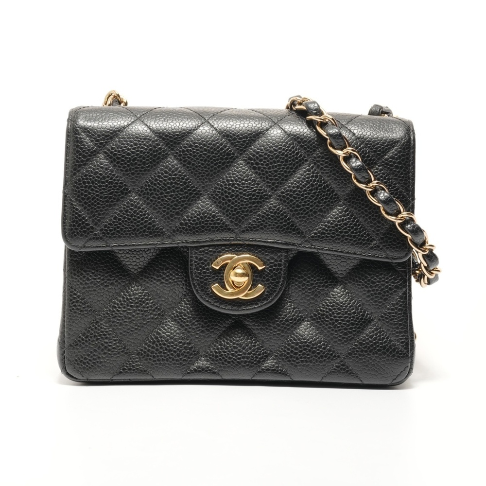 Chanel CHANEL Caviar Skin Mini Matelassé Shoulder Bag Black